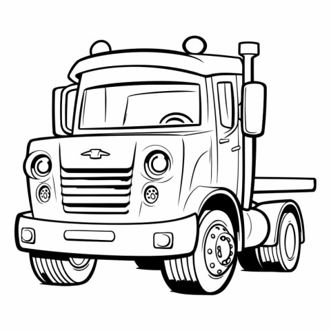 Vector illustration of a truck on a white background. Coloring b