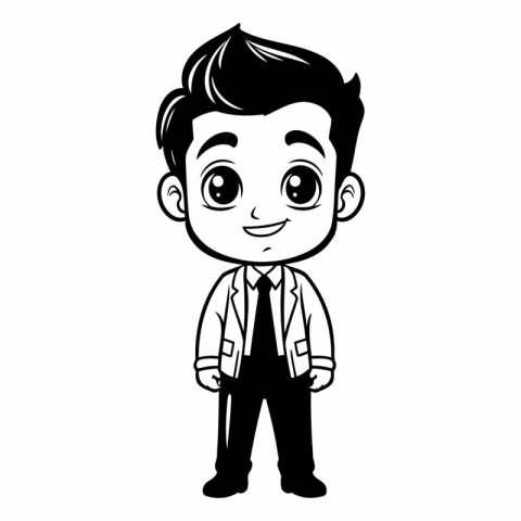 cute little boy with shirt and tie cartoon vector illustration g