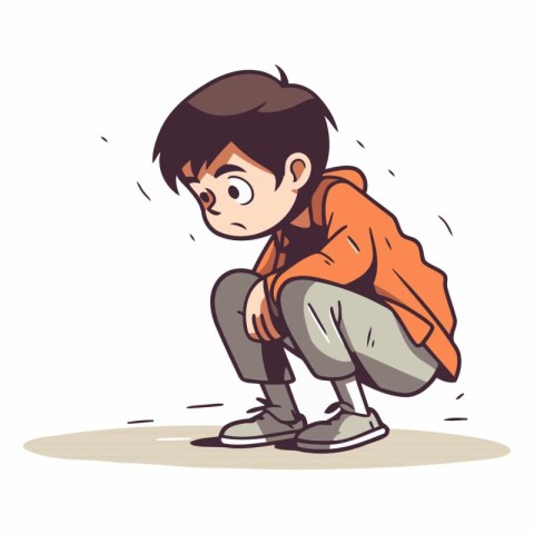 Boy sitting on the floor of a sad boy.