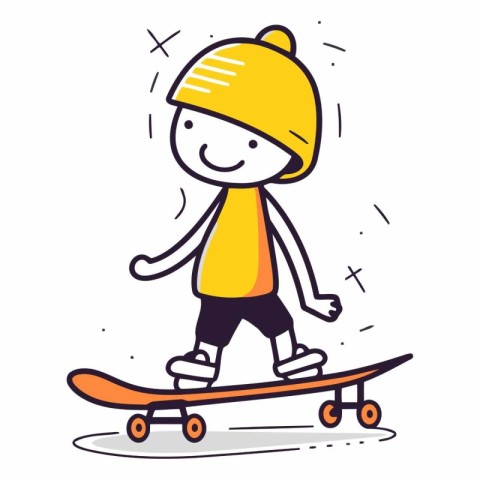 Cartoon skater boy riding a skateboard.