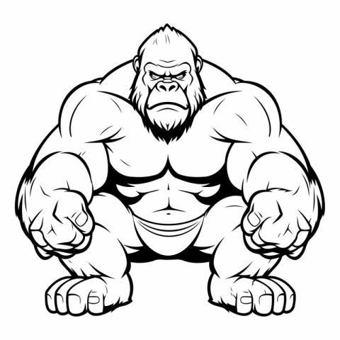 Mascot Illustration of a Gorilla Muscular Fitness Bodybuilder