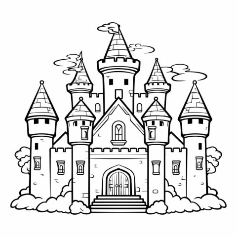 Castle icon. Fairytale medieval and fantasy theme. Isolated desi