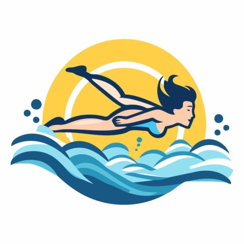 Swimming pool icon of a woman swimming in a pool.