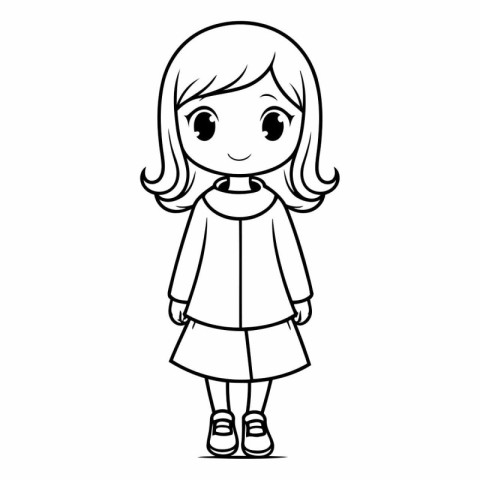 cute little girl cartoon vector illustration graphic design in b