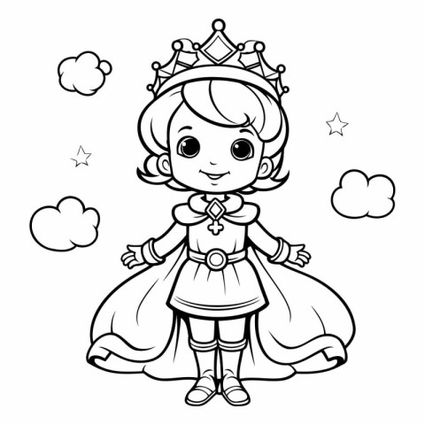 Coloring Page Outline Of Cute Cartoon Princess Vector Illustrati