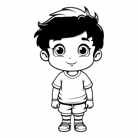 cute little boy with t-shirt cartoon vector illustration graphic