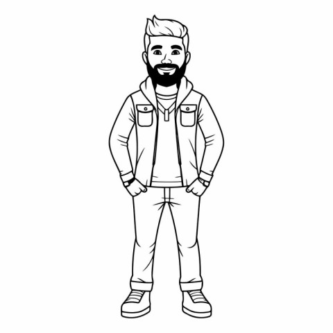 young man with beard avatar cartoon character vector illustratio