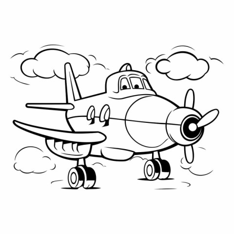 Vector illustration of a cartoon airplane on a white background