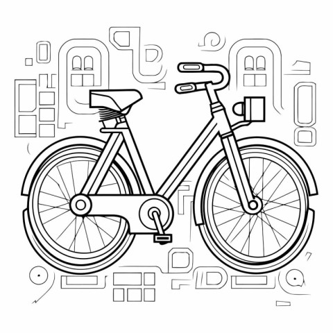 Black and white vector illustration of a bicycle on a background