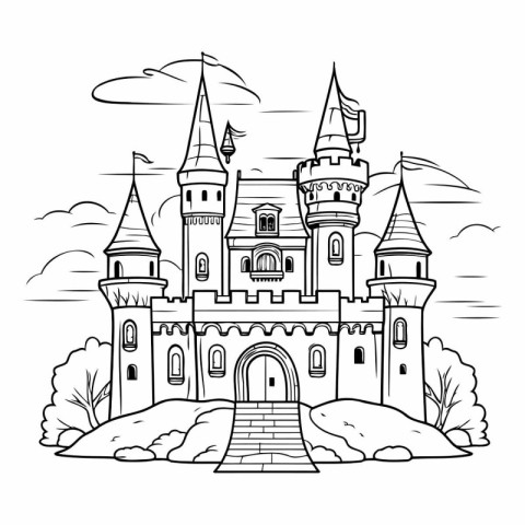 Castle icon. Fairytale history and fantasy theme. Isolated desig