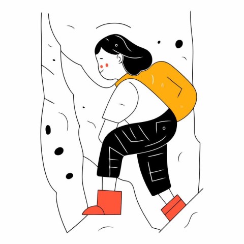 Climbing girl in doodle style.