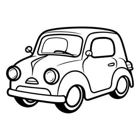 Retro car. Hand drawn vector illustration isolated on white back