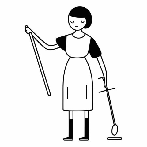 elderly woman using walking stick vector illustration graphic de