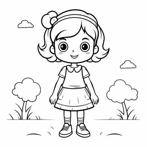 Coloring book for children: girl in the park