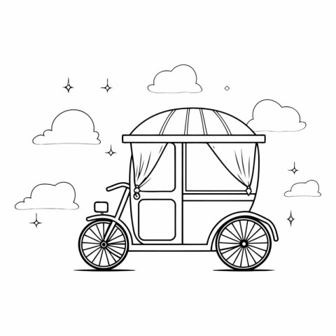 tuk tuk icon cartoon in black and white vector illustration grap