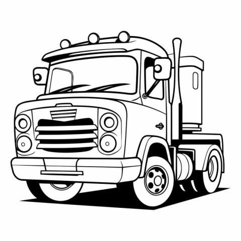 truck icon cartoon black and white vector illustration graphic d