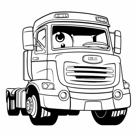 illustration of a truck with a big eyes on a white background