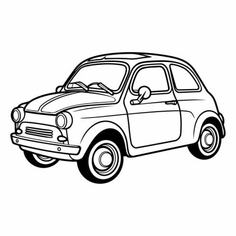 Retro car isolated on white background in sketch style.