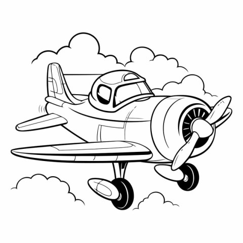 Airplane in the clouds. Coloring book for children