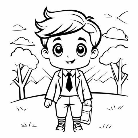 Businessman cartoon in the park for coloring book.