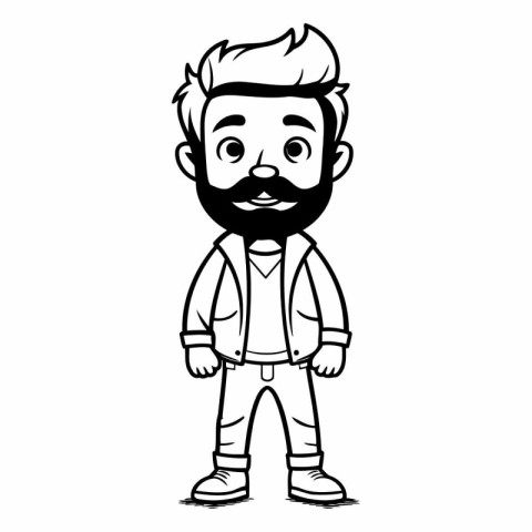 Hipster man cartoon in black and white vector illustration graph