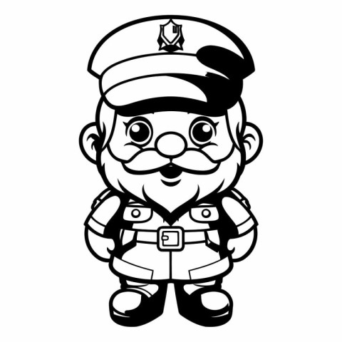 Policeman - Black and White Cartoon Mascot Illustration