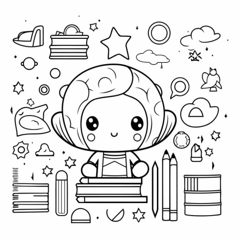 Coloring book for children: astronaut of a cute astronaut.