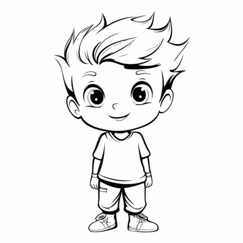 Cute Little Boy Cartoon Mascot Character Vector Illustration.