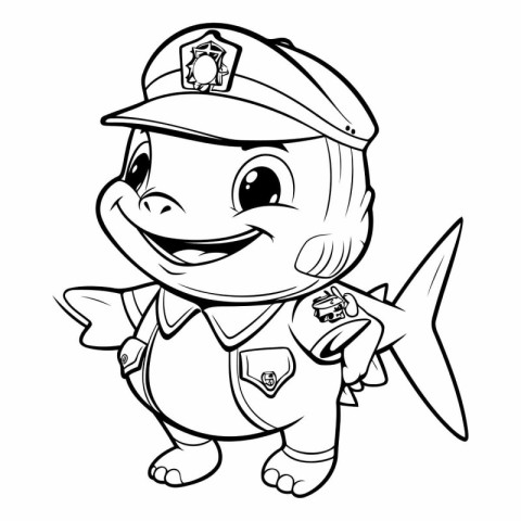 Illustration of a Cute Baby Boy Captain Cartoon Character Colori