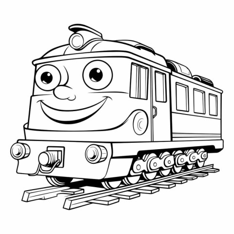 Cartoon train. Coloring book for children.