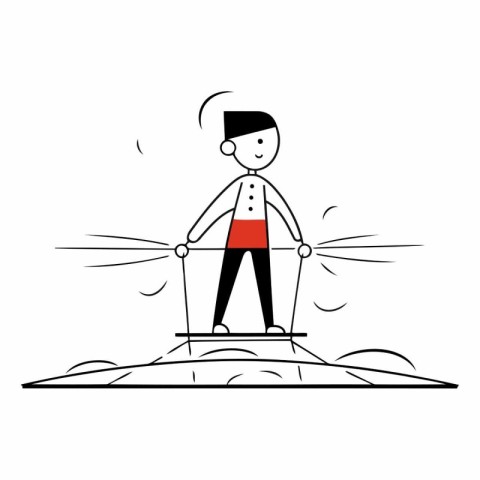 Cartoon stick drawing conceptual illustration of businessman on