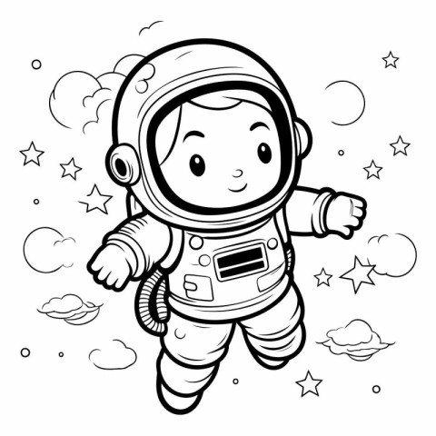 Coloring Page Outline Of Cartoon Astronaut Character Vector Illu