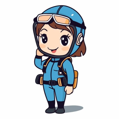 Astronaut girl with helmet and helmet vector illustration. Carto