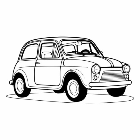 Retro car isolated on white background. Hand drawn vector illust