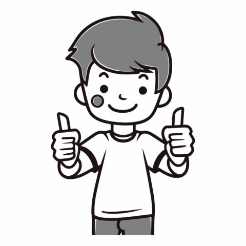 Illustration of a boy giving a thumbs up gesture isolated on a w