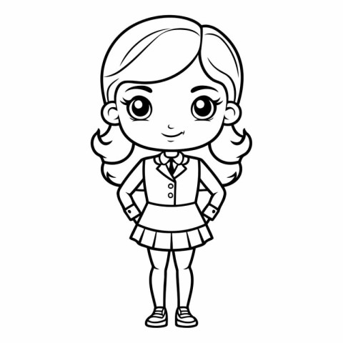 Coloring book for children: girl in school uniform (vector)