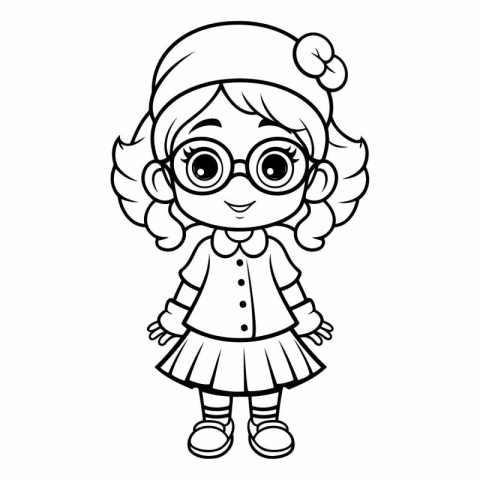 Coloring book for children: girl in glasses.