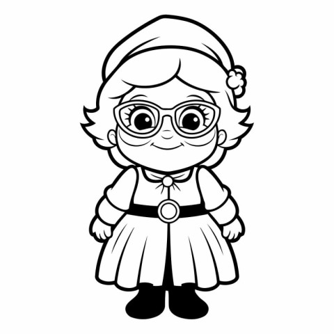 Cute cartoon girl in glasses. Coloring book for children.