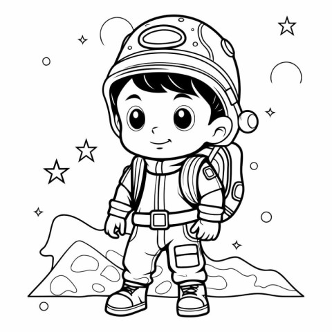 Coloring Page Outline Of Cartoon Astronaut Boy Vector Illustrati