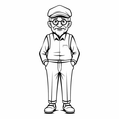 Grandfather Cartoon Character Mascot Vector Illustration. Grandf