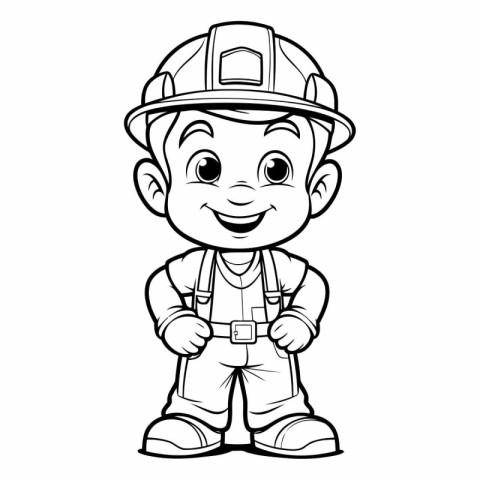 Smiling Fireman Cartoon Mascot Character Vector Illustration.