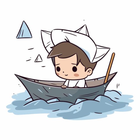 Cute boy in boat of a boy in a boat.