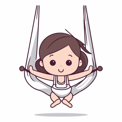 Cute little girl is swinging on hammock.