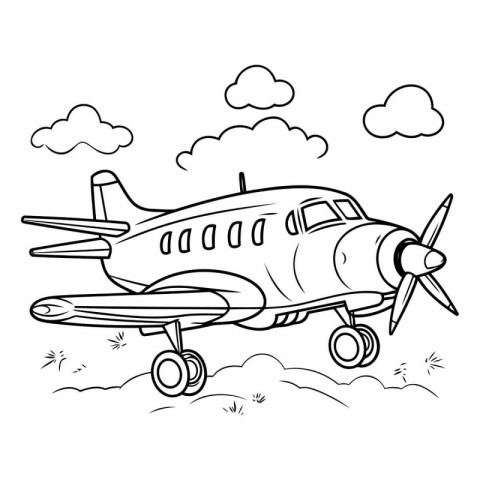 Airplane doodle vector illustration. Coloring book for kids