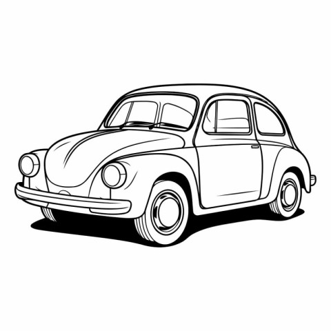 Vintage car isolated on white background. Hand drawn vector illu