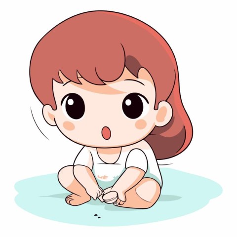 Illustration of a Little Girl Wearing a White T-shirt