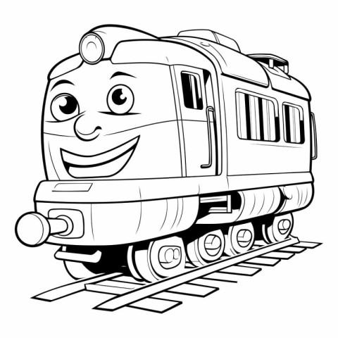 Cartoon train isolated on a white background for coloring book.