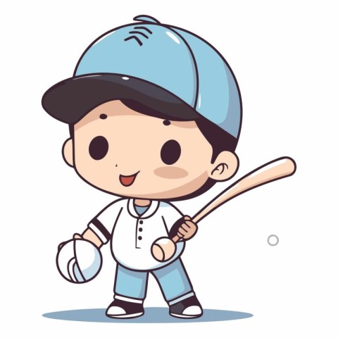 Cute boy playing baseball of a cartoon boy playing baseball.