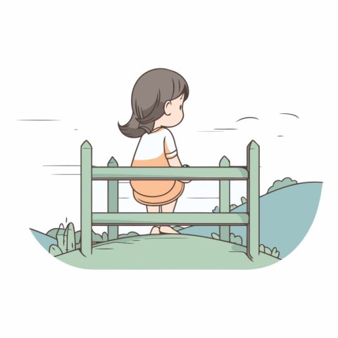 cute little girl playing in the park character vector illustrati