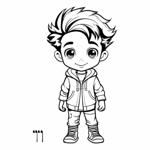 Vector illustration of Cute little boy in winter clothes for col